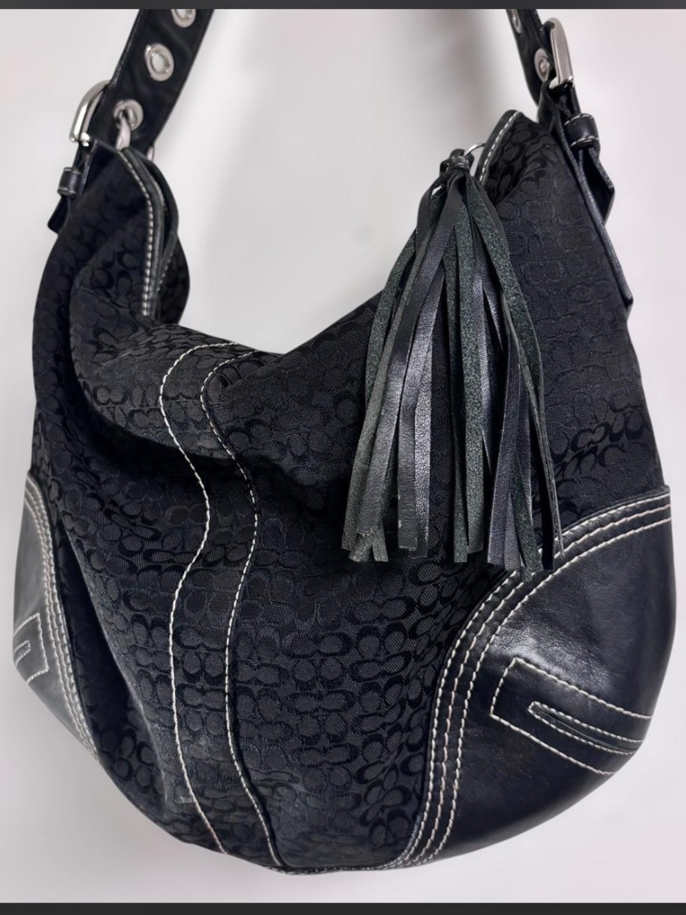 Coach Signature Hobo Bag with Tassel